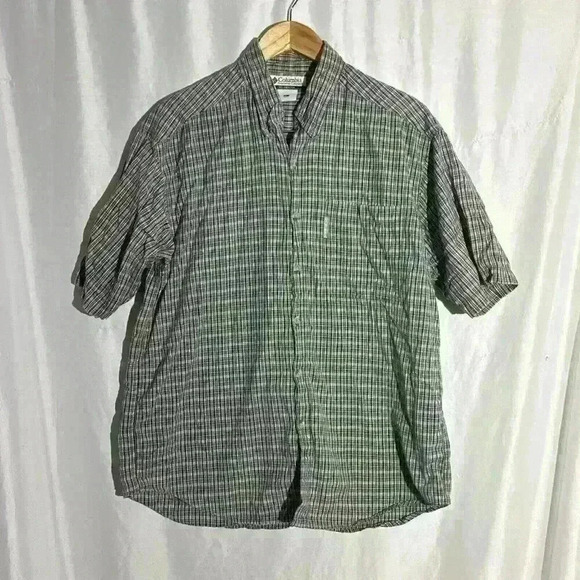 Columbia Shirt Mens Green Button Up Lightweight Short Sleeve Outdoors Size Large - Picture 1 of 6